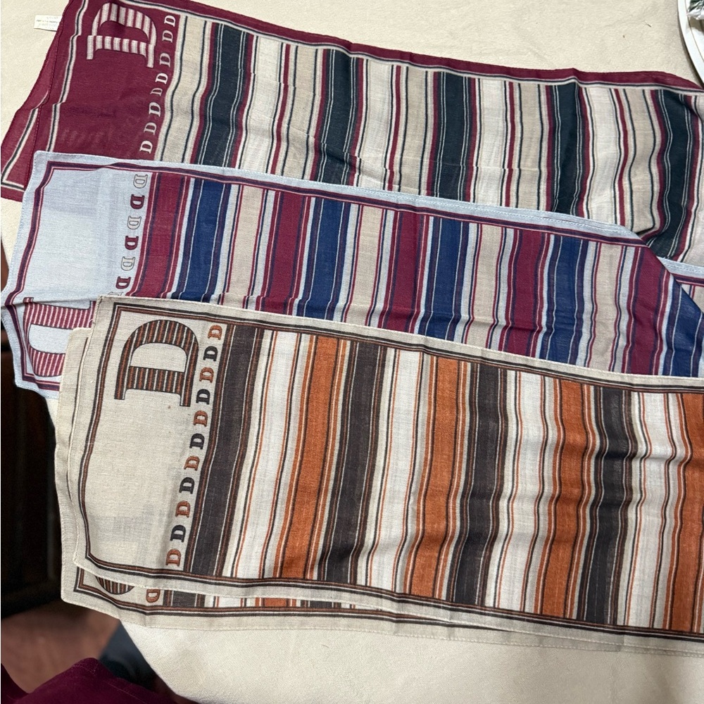 (Sale $5) 3 pc vintage monogrammed “D” Scarf Set - Multicolor